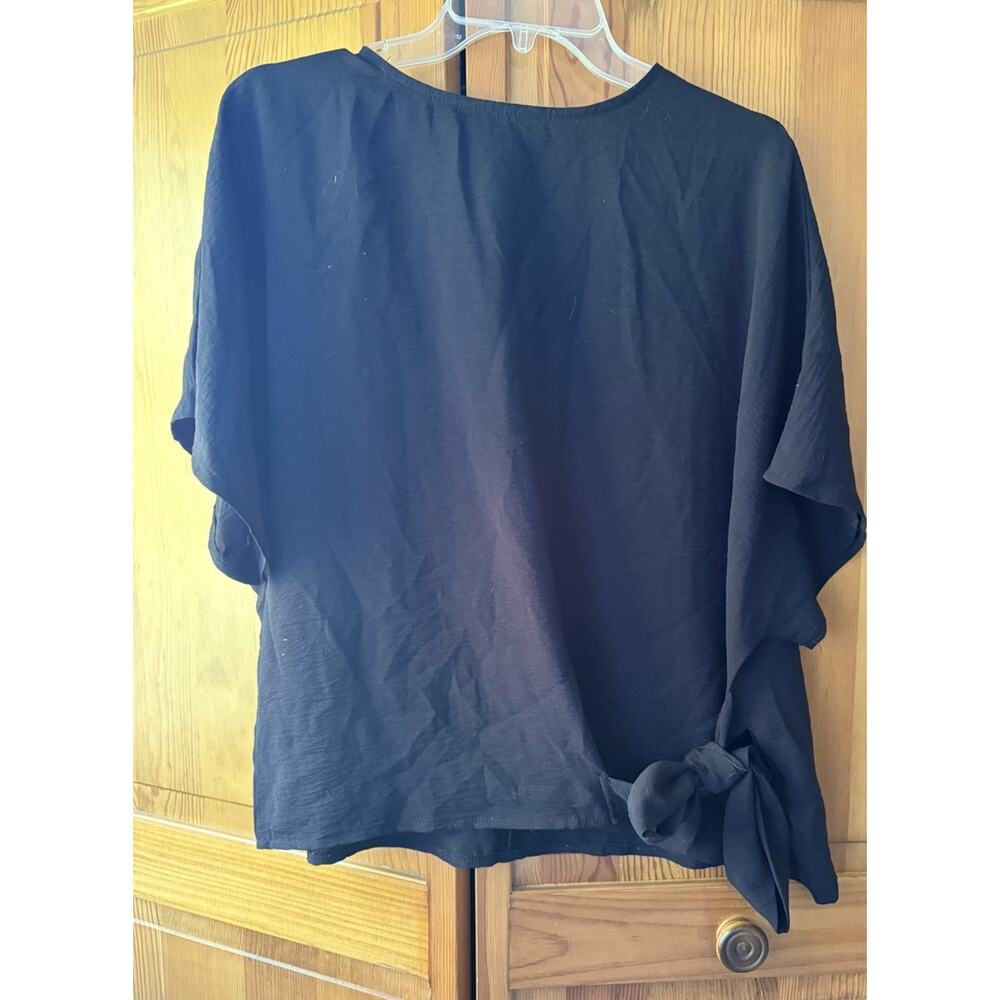 Shein Black Oversized Tee With Tie Bottom Detail Size L